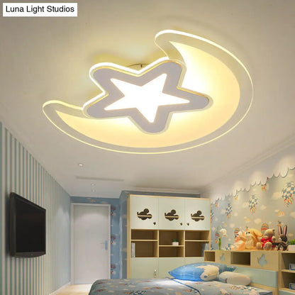 DecorBites™ DecorBites™ Moon and Star LED Ceiling Light with Modern White Finish - Perfect for Kid's Bedroom