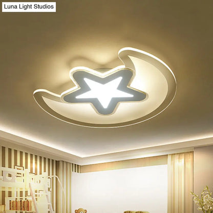 DecorBites™ DecorBites™ Moon and Star LED Ceiling Light with Modern White Finish - Perfect for Kid's Bedroom