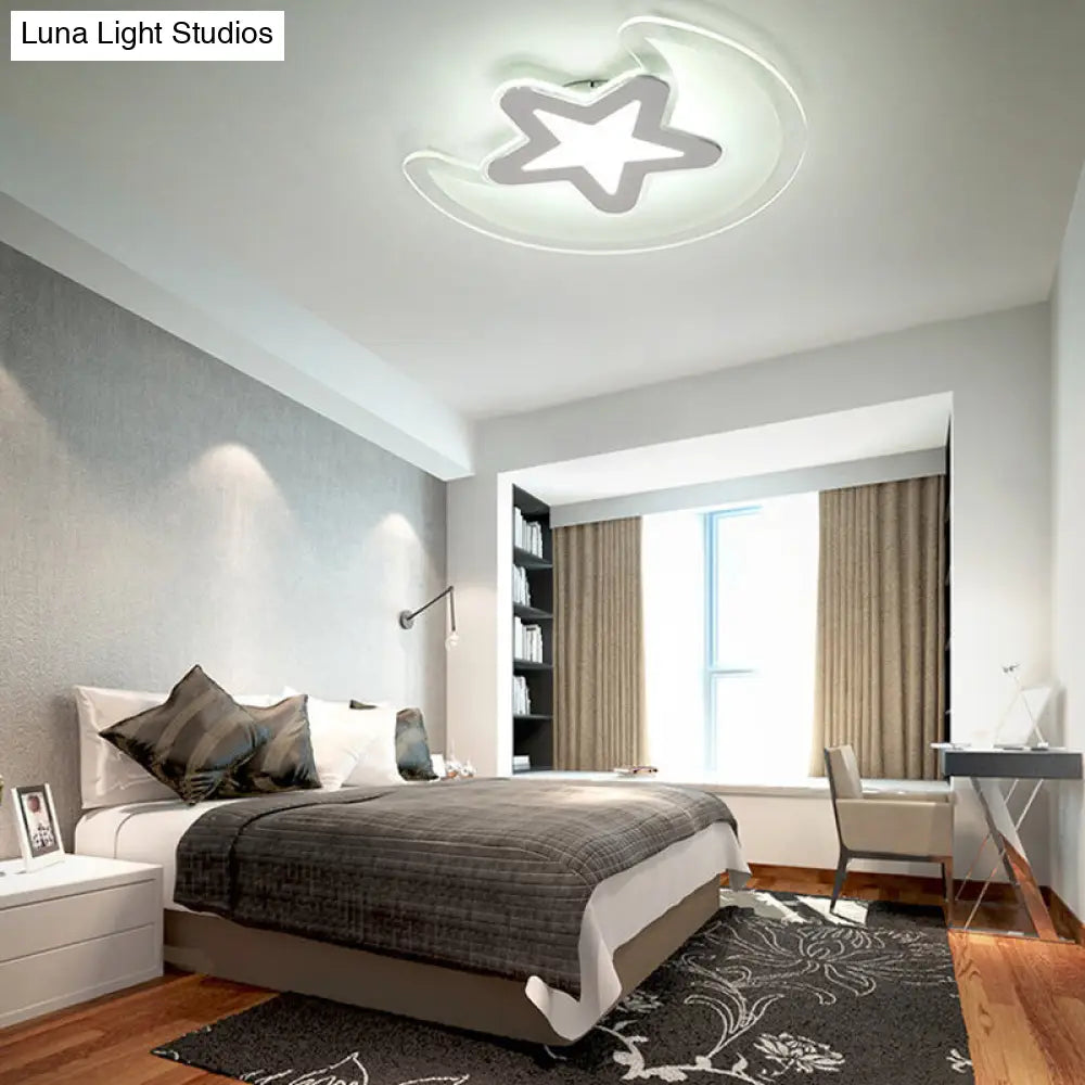 DecorBites™ DecorBites™ Moon and Star LED Ceiling Light with Modern White Finish - Perfect for Kid's Bedroom