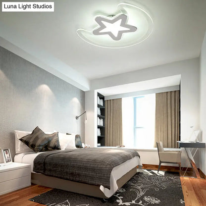 DecorBites™ DecorBites™ Moon and Star LED Ceiling Light with Modern White Finish - Perfect for Kid's Bedroom