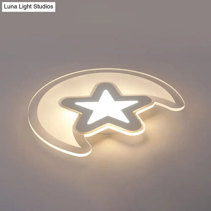 DecorBites™ DecorBites™ Moon and Star LED Ceiling Light with Modern White Finish - Perfect for Kid's Bedroom