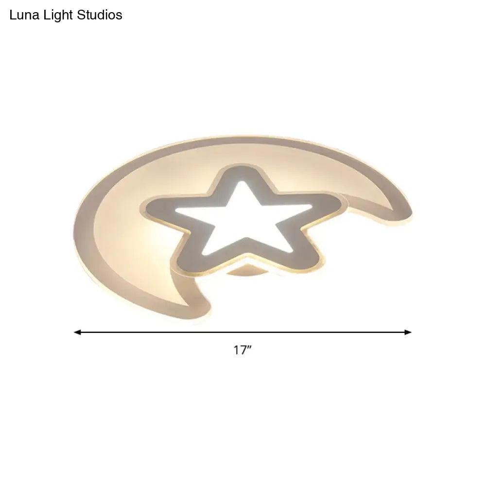 DecorBites™ DecorBites™ Moon and Star LED Ceiling Light with Modern White Finish - Perfect for Kid's Bedroom