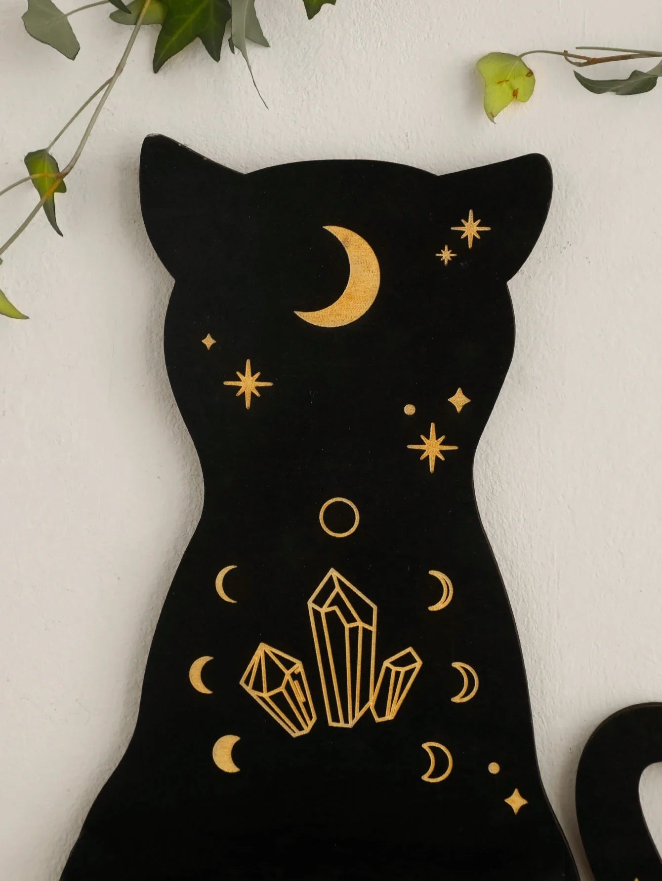 Moon Phase Black Cat Wooden Shelf