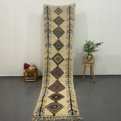 Moroccan Handmade Azilal Rug 3m x 0.7m - Moroccan Rugs