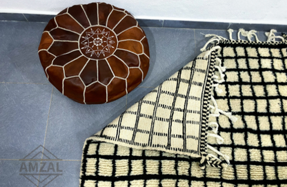 Moroccan Handmade Beni Ouarain Black & White Rug 1.5m x 1m - Moroccan Rugs