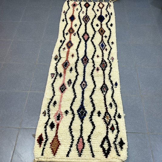 Moroccan Handmade Beni Ouarain Rug 2.5m x 0.7m - Moroccan Rugs
