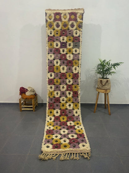 Moroccan Handmade Beni Ouarain rug 2.7m x 0.7m - Moroccan Rugs