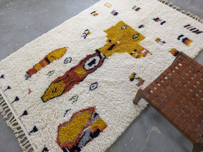 Moroccan Handmade Traditional Azilal Carpet 242 X 154 Cm - Moroccan Rugs