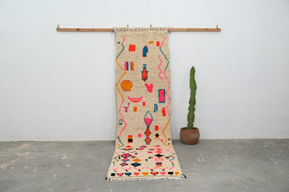 Moroccan Handmade Traditional Azilal Hallway Rug 312 X 84 Cm - Moroccan Rugs