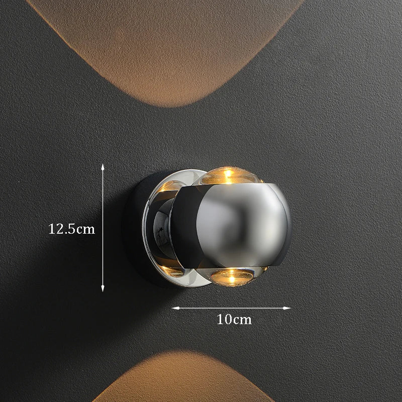 Moroccan Modern Black Brass LED Wall Lamp - Chrome