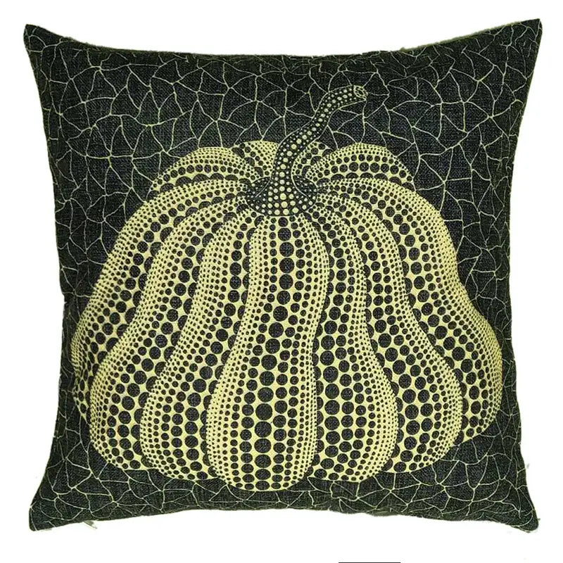 Black and cream dot-patterned decorbites cotton pumpkin pillowcase inspired by yayoi kusama for living room decor