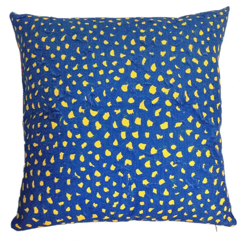 Blue cushion with vibrant yellow leopard spot pattern decorbites cotton pumpkin pillowcase for living room decor