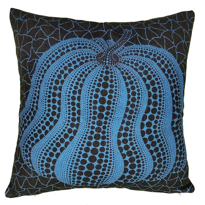 Mosaic eye decorbites cotton pumpkin pillowcase in blue dotted pattern with subtle crackle on black background decorbites cotton pumpkin