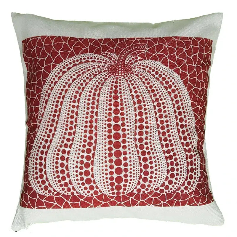 Red and white decorbites cotton pumpkin pillowcase with dotted pattern inspired by yayoi kusama for living room decor