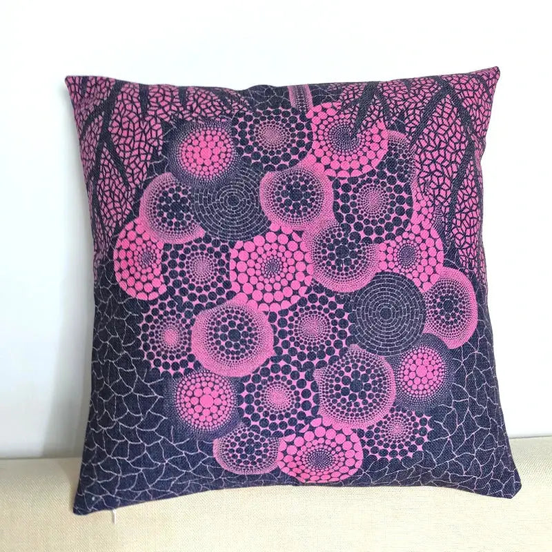 Square decorbites cotton pumpkin pillowcase with vibrant pink and dark navy mosaic eye pattern for living room decor