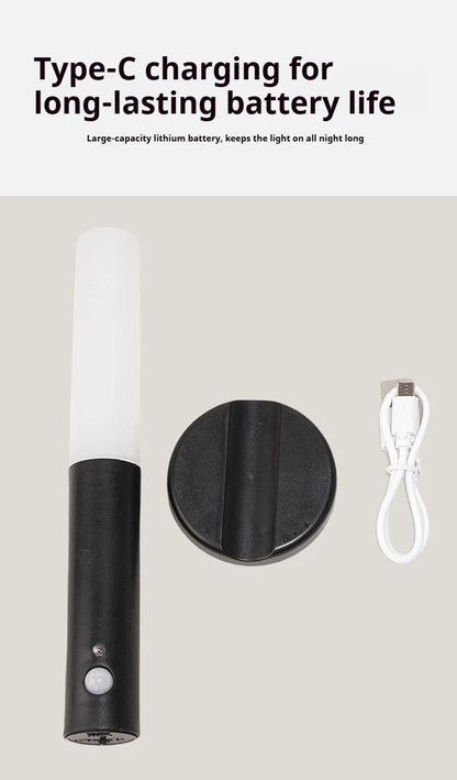 Rechargeable LED night light with charging cable.