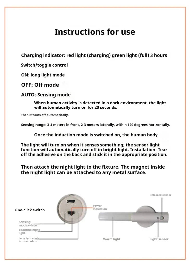 Instructions for a night light.
