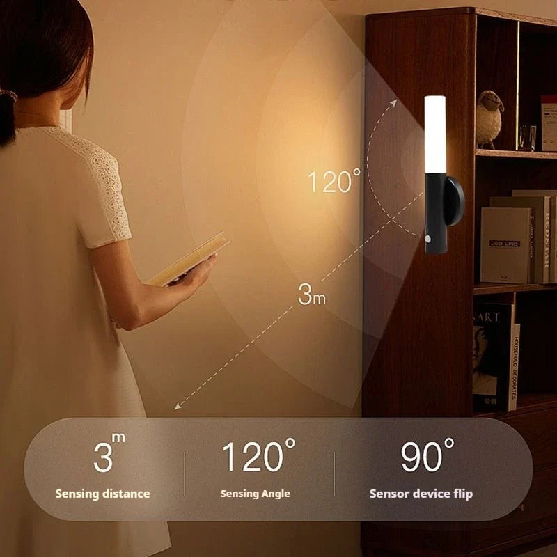 Motion-activated wall light with adjustable sensor.