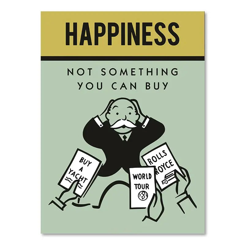 Motivational Monopoly Millionaire Cartoon Canvas Wall Art - 50x70cm No Frame / S8TM0003-09 - Posters