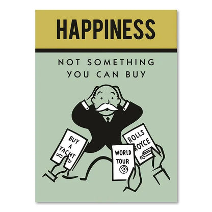 Motivational Monopoly Millionaire Cartoon Canvas Wall Art - 50x70cm No Frame / S8TM0003-09 - Posters