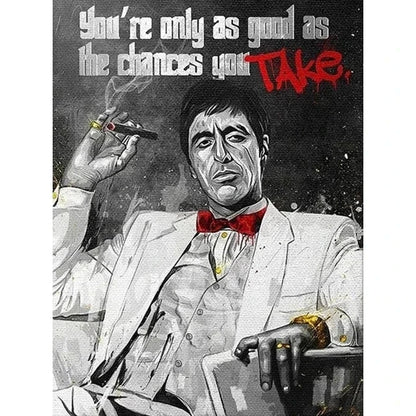 Motivational Tony Montana Canvas Wall Art - WHITE / 20x30cm No Frame