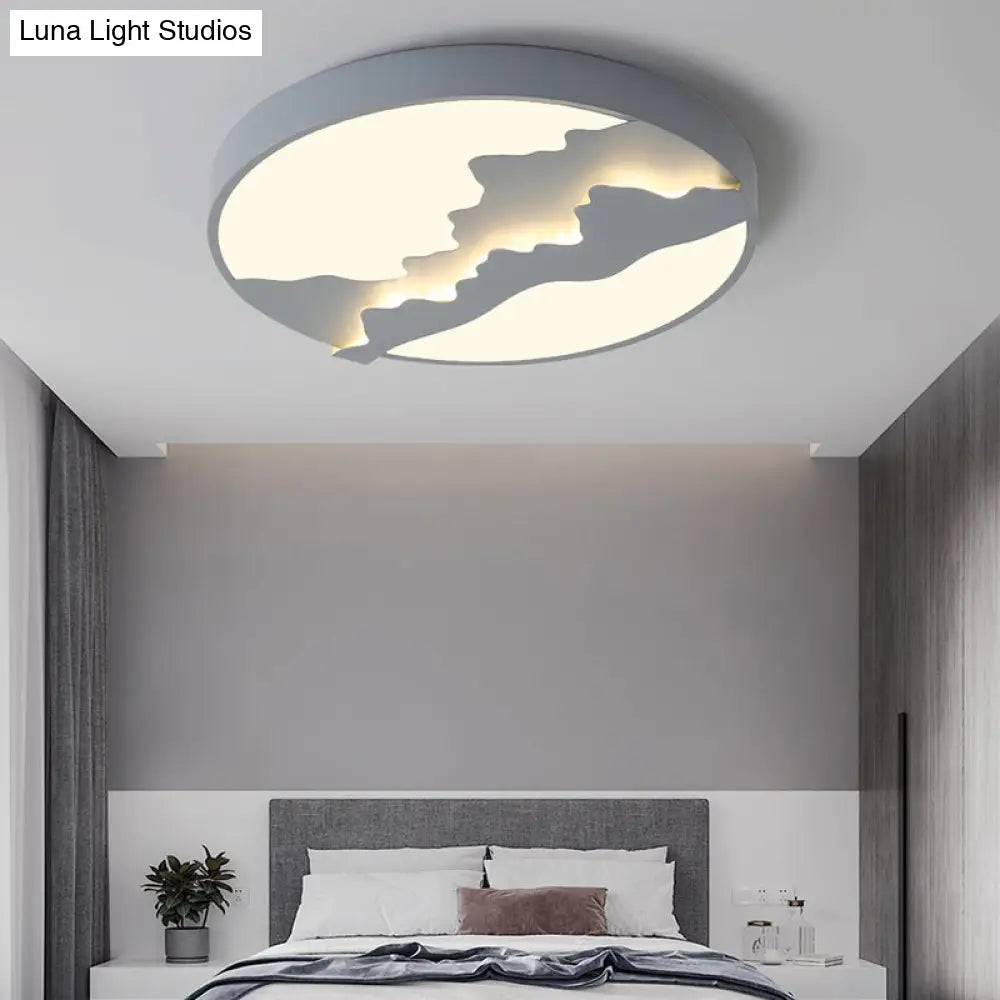 DecorBites™ DecorBites™ Mountain View Flush LED Ceiling Light in Simple Gray/White Finish - 16”/19.5” Wide with Warm/White Lighting