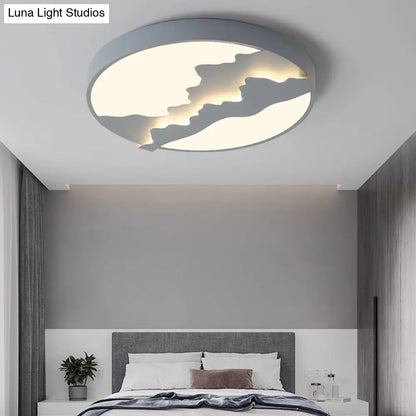 DecorBites™ DecorBites™ Mountain View Flush LED Ceiling Light in Simple Gray/White Finish - 16”/19.5” Wide with Warm/White Lighting
