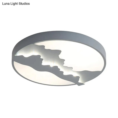 DecorBites™ DecorBites™ Mountain View Flush Mount Light: Modern Gray/White Metal 16"/19.5" LED Ceiling Fixture with Warm/White Light