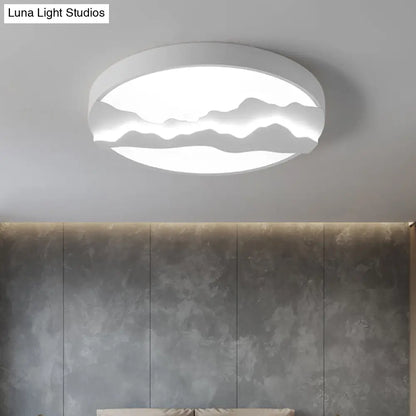 DecorBites™ DecorBites™ Mountain View Flush Mount Light: Modern Gray/White Metal 16"/19.5" LED Ceiling Fixture with Warm/White Light