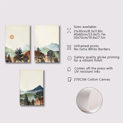 Mountain Wall Art Set - Watercolor Landscape