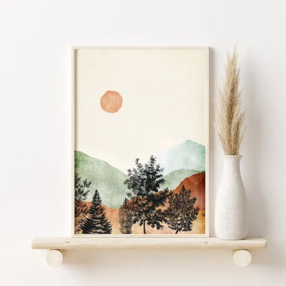 Mountain Wall Art Set - Watercolor Landscape
