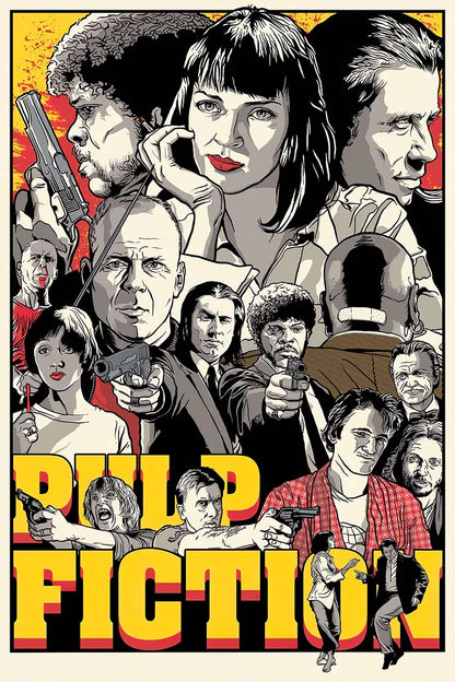 Movie Pulp Fiction Canvas Wall Art - Light Grey / 20x30cm No Frame - Posters