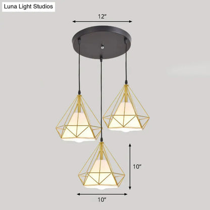 Multi-Bulb Diamond Frame Iron Ceiling Light for Restaurants and More