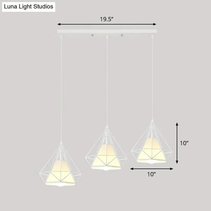 Multi-Bulb Diamond Frame Iron Ceiling Light for Restaurants and More