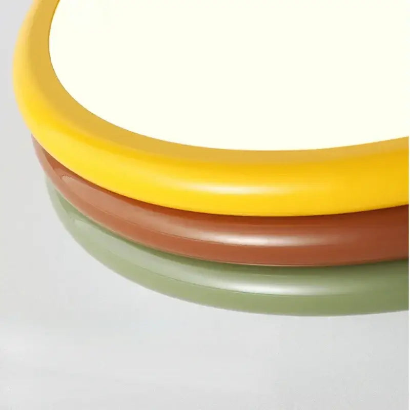 Multi color stack ceiling lamp with stacked yellow brown and sage green glossy round plates for bedroom decorbites color stack