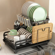 Multi tier black metal bowl rack with wooden cutting board holder and utensil holder decorbites kitchen bowl storage