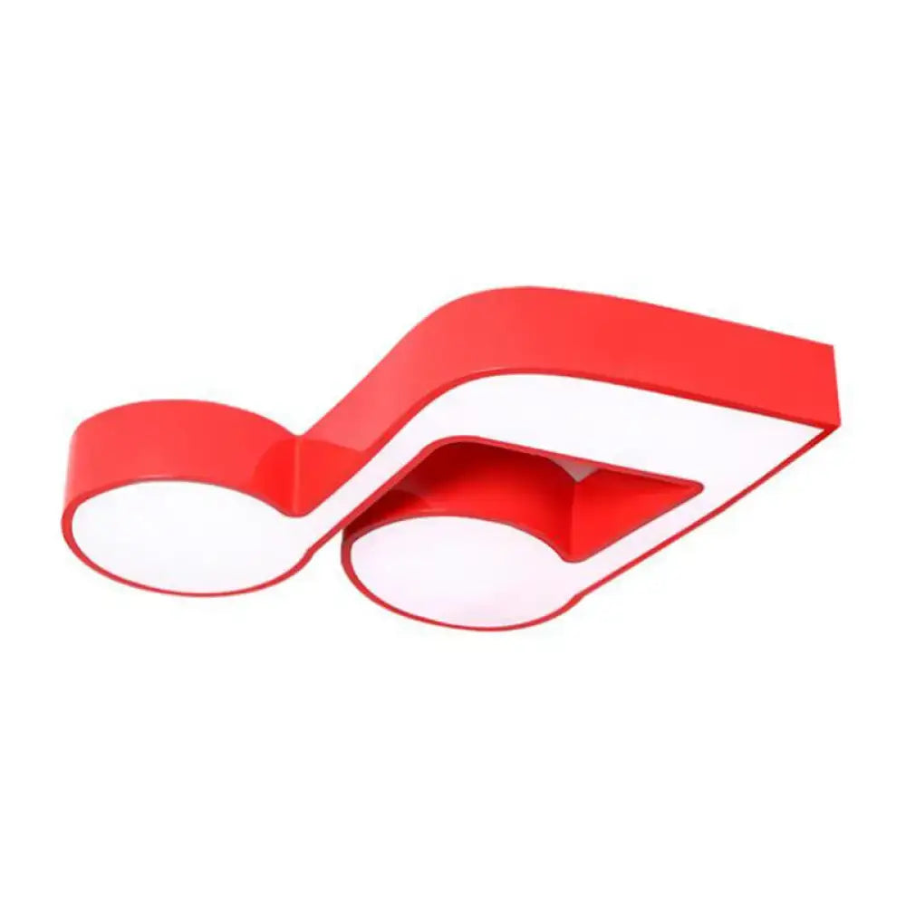Red and white illuminated acrylic musical note led ceiling light fixture for kindergarten room lighting