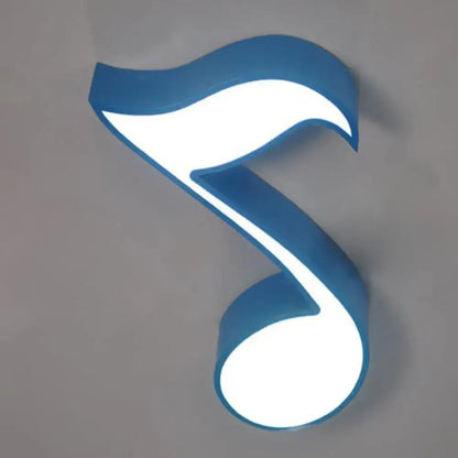 Blue and white illuminated acrylic musical note led ceiling light fixture designed for kindergarten use