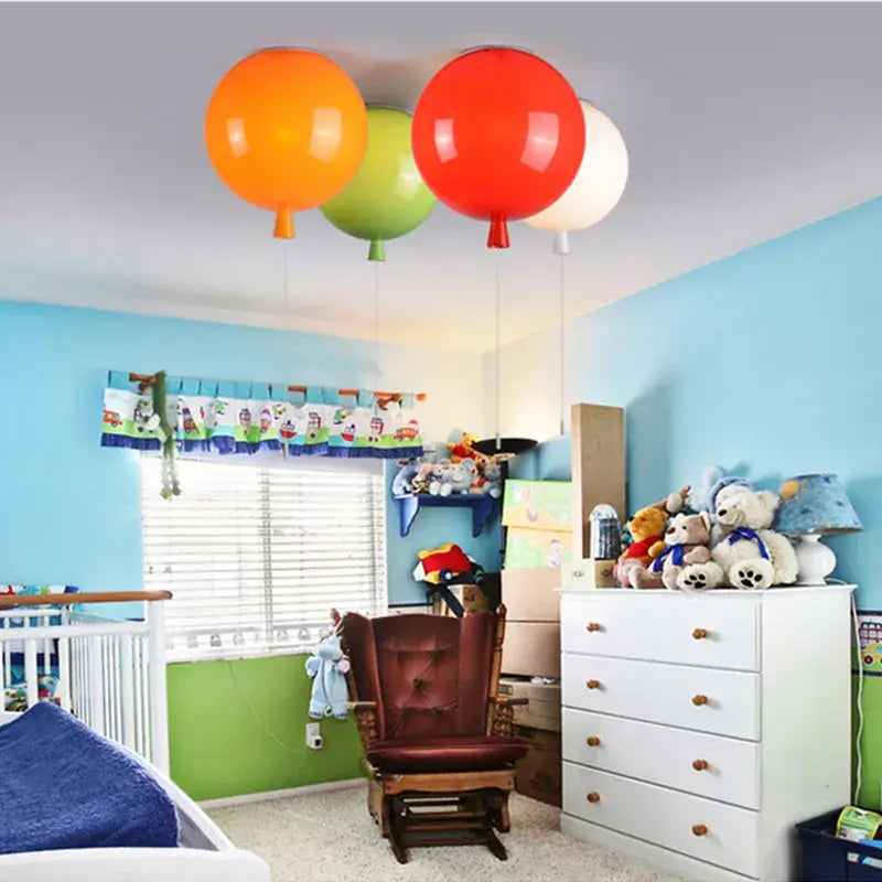 Multicolor balloon ceiling lamp with vibrant orange green red and white lights for kids nursery set of 5 ceiling lamps