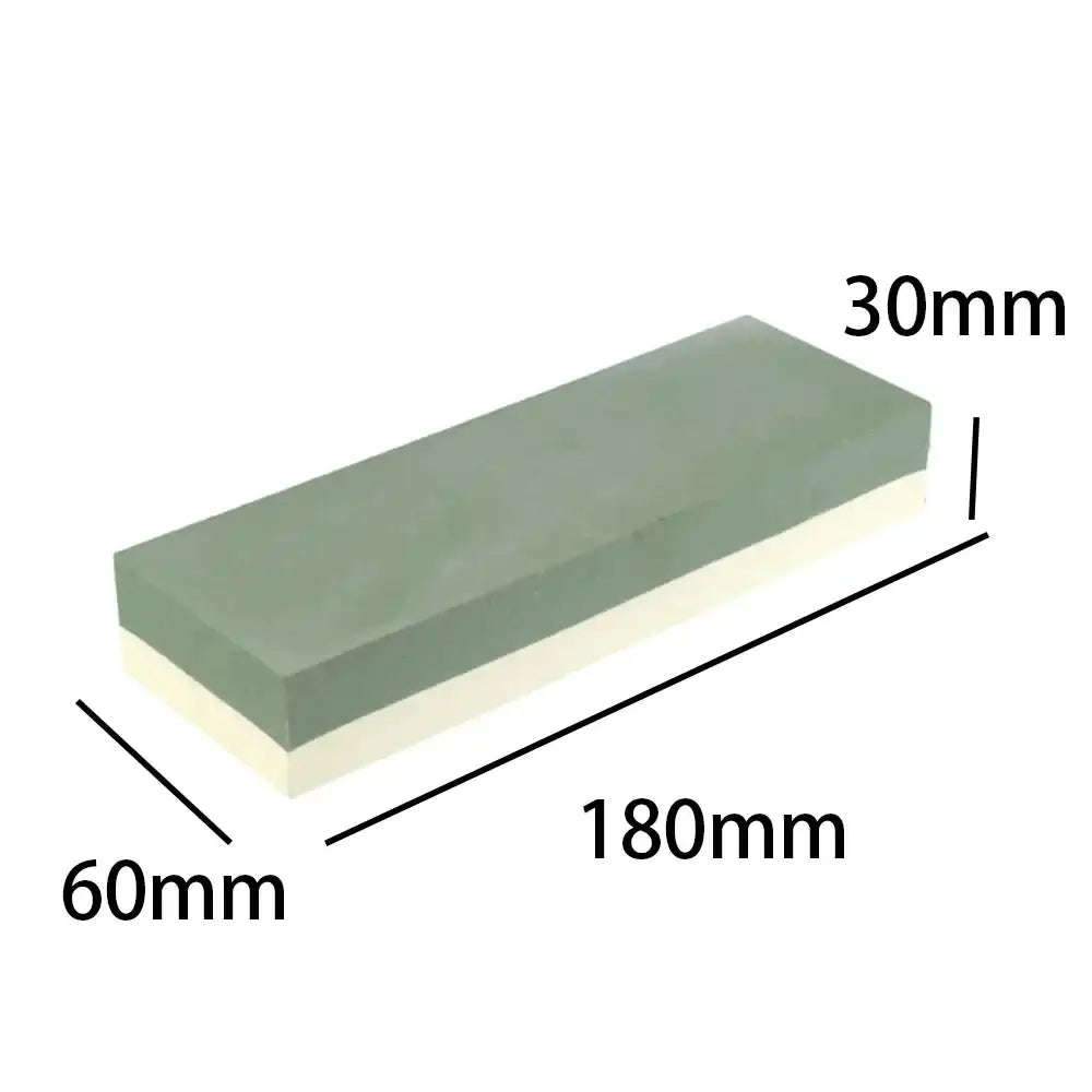 Rectangular multicolor ceramic knife sharpener whetstone set by decorbites with greenish-gray and off-white surfaces
