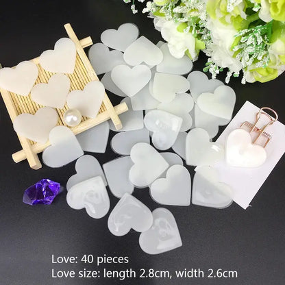 White translucent heart-shaped resin charms 40 pieces for stars glow dark wall stickers bedroom luminous decor