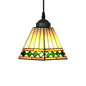 Multicolored Stained Glass Pyramid Pendant Ceiling Light – Tiffany Style, 1 Head