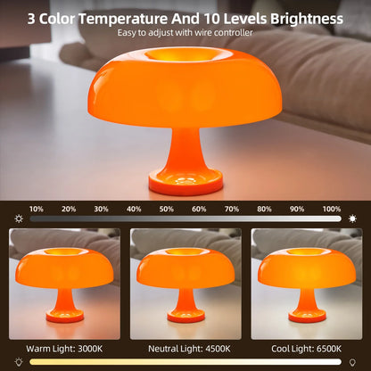 Mushroom table lamp minimalist modern bedroom bedside lamp Danish designer orange decorative table lamp