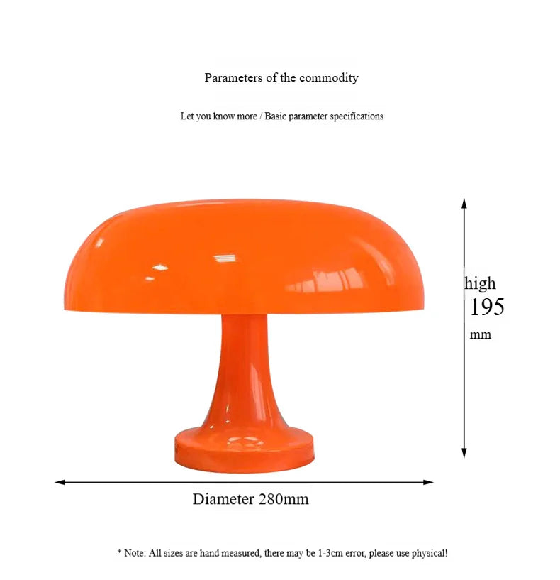 Mushroom table lamp minimalist modern bedroom bedside lamp Danish designer orange decorative table lamp