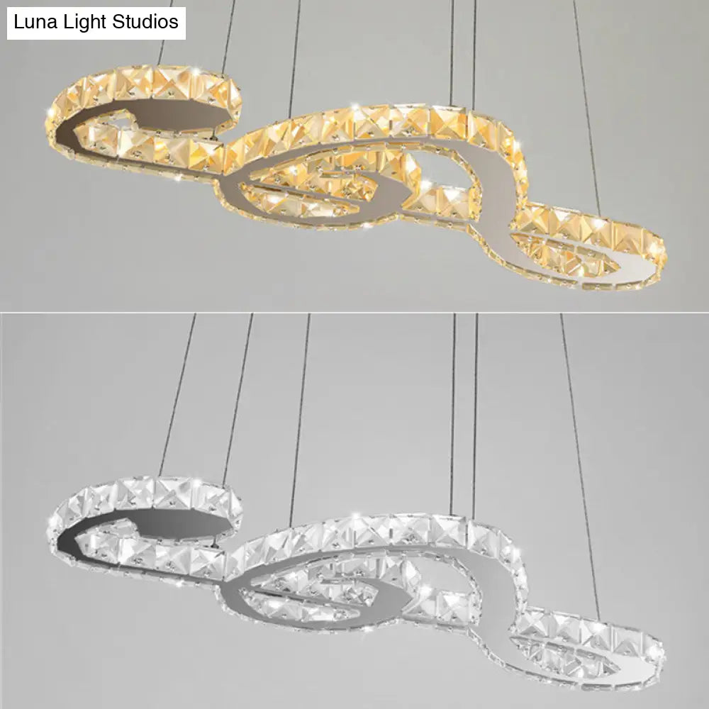 Musical Note Pendant LED Chandelier - Sparkling Crystal Design for Fashion Stores