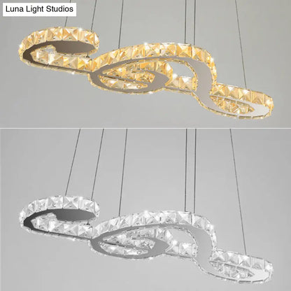 Musical Note Pendant LED Chandelier - Sparkling Crystal Design for Fashion Stores