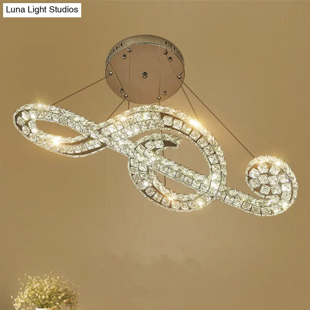 Musical Note Pendant LED Chandelier - Sparkling Crystal Design for Fashion Stores