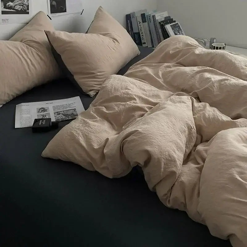 Beige textured cotton bedding set with matching pillows from decorbites cotton bedding for bedroom linen comforter cover