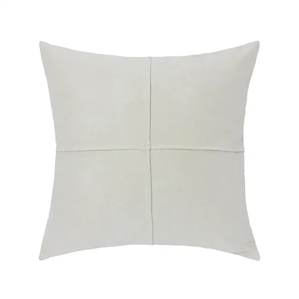 Cream-colored suede pillow cover with subtle cross faux stitch design perfect for decorbites cross faux suede decor