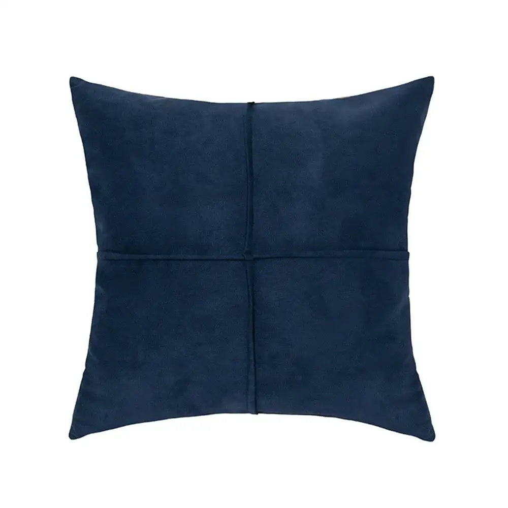 Navy blue suede throw pillow with quilted grid pattern for decorbites cross faux suede pillow cover living room decor